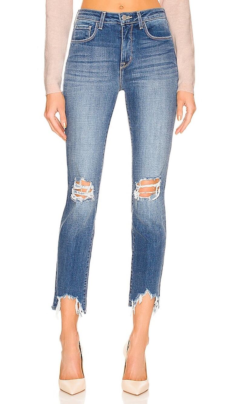 L'agence Distressed Blue High Line Denim Jeans Size 28